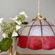 Suspension vintage en nacre rouge et blanche