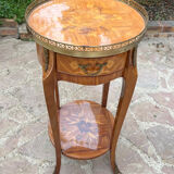 Marquetry pedestal table