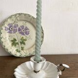 Antique enamelled sheet metal candle holder