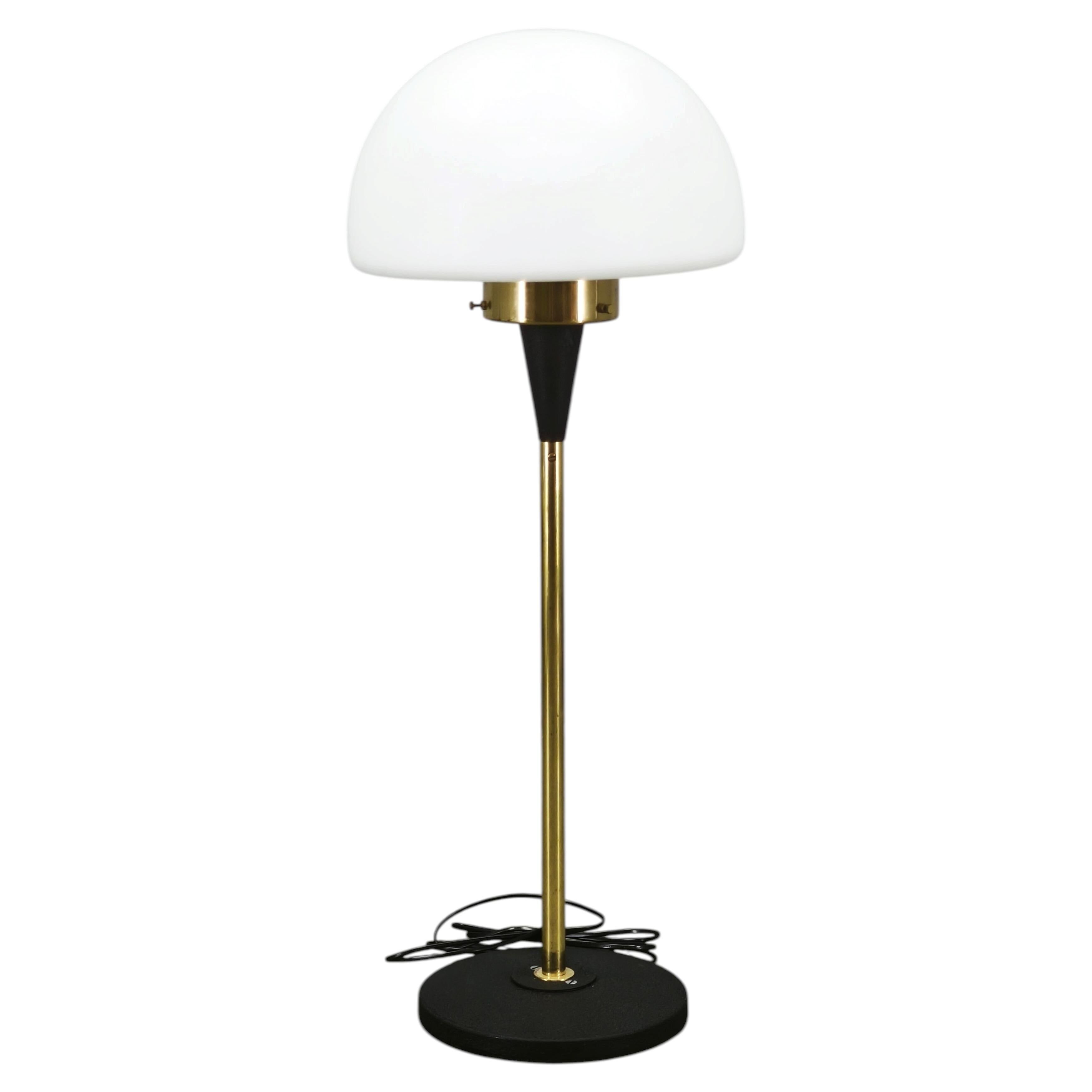 1960s Lidokov Space Age Brass and Opaline Glass Floor Lamp
