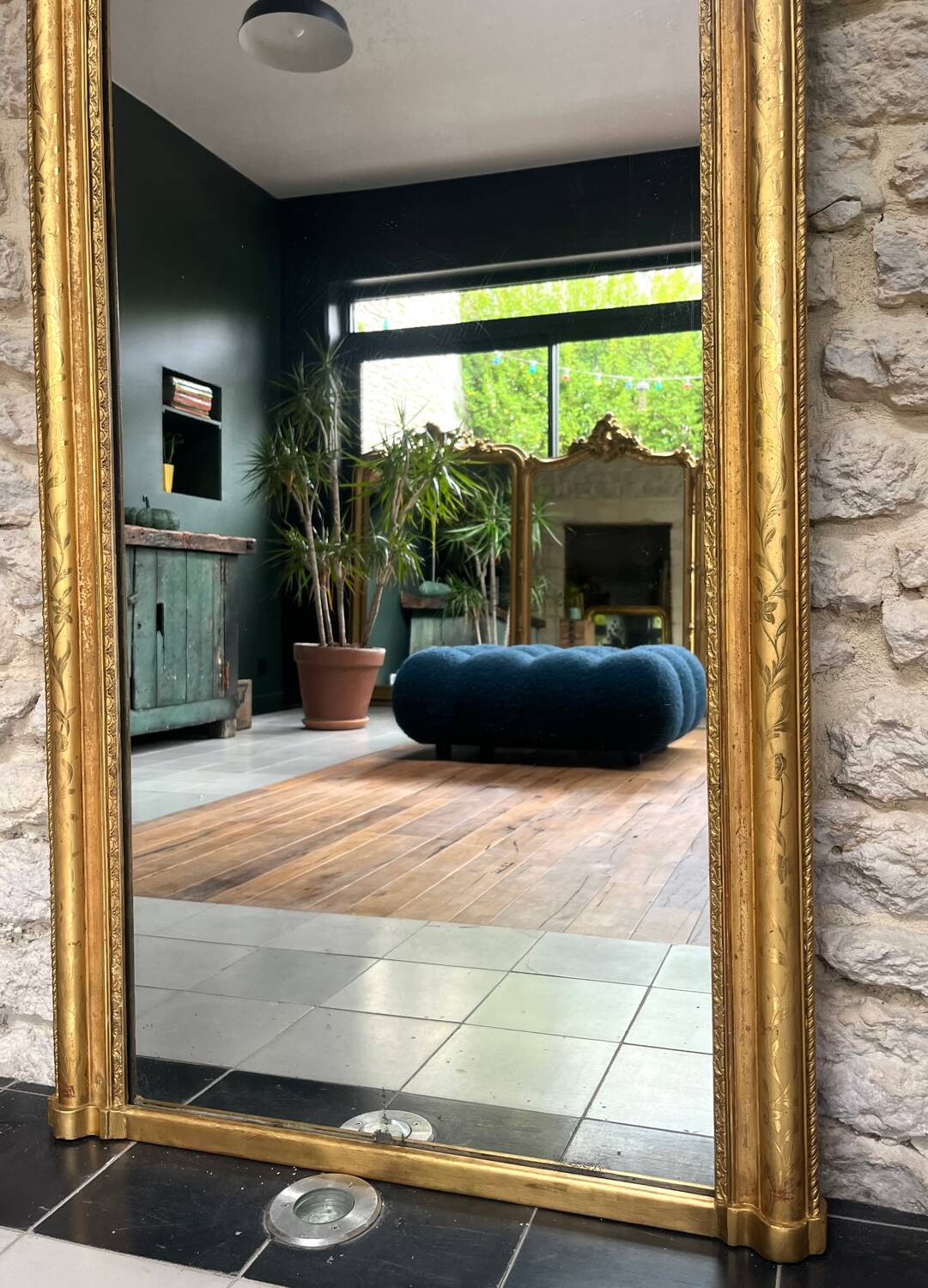 Antique Louis-Philippe mirror 158/74cm gilded with gold leaf, mercury.