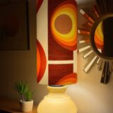 Beige opaline lamp Apollo J - 1970s retro fabric