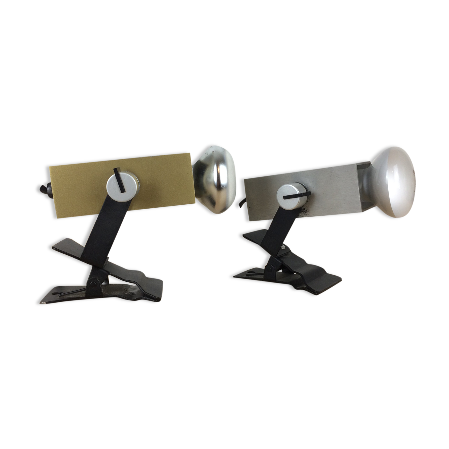 Clip spotlight wall lamps osram aluminum gold square space age 60