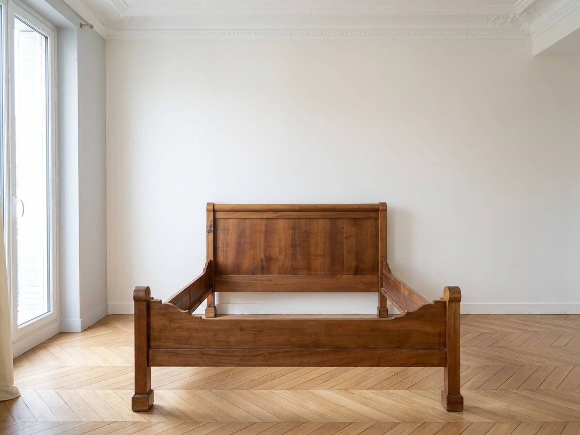 Antique double bed in solid wood