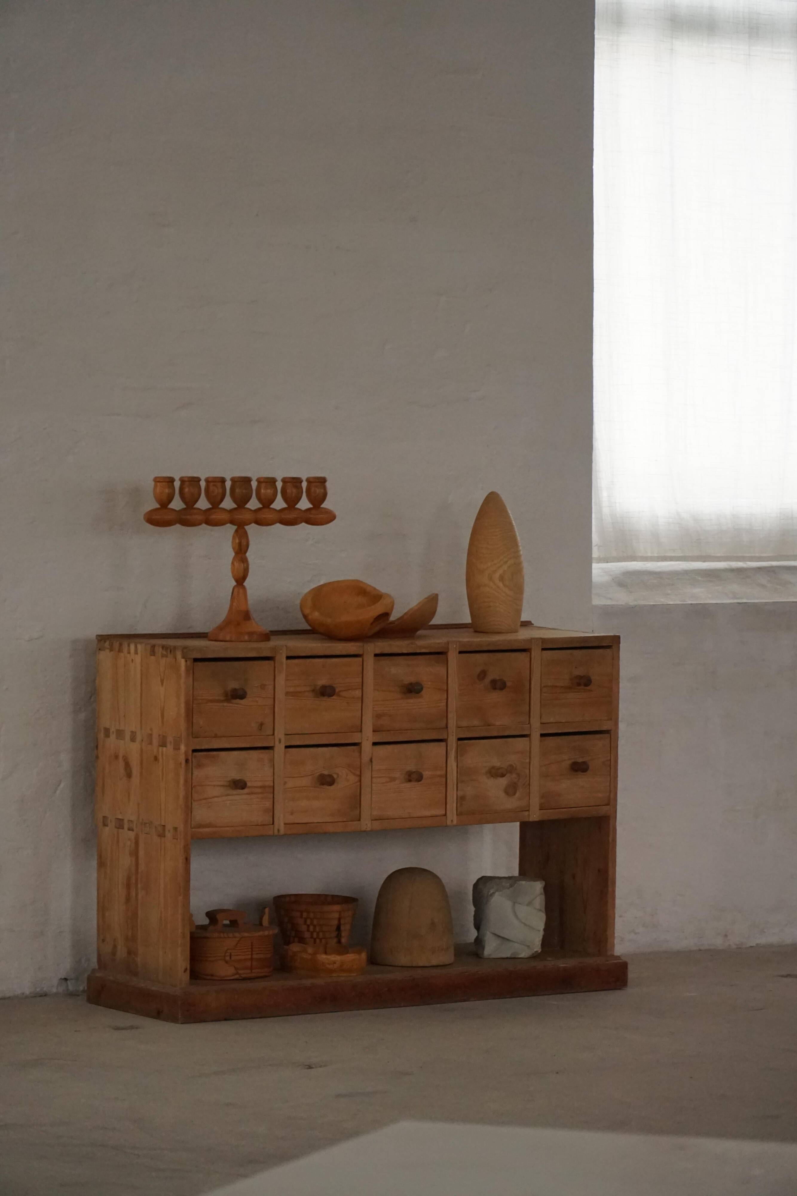 Danish apothecary cabinet in antique pine from the 19th century / Console, 1850–1880s