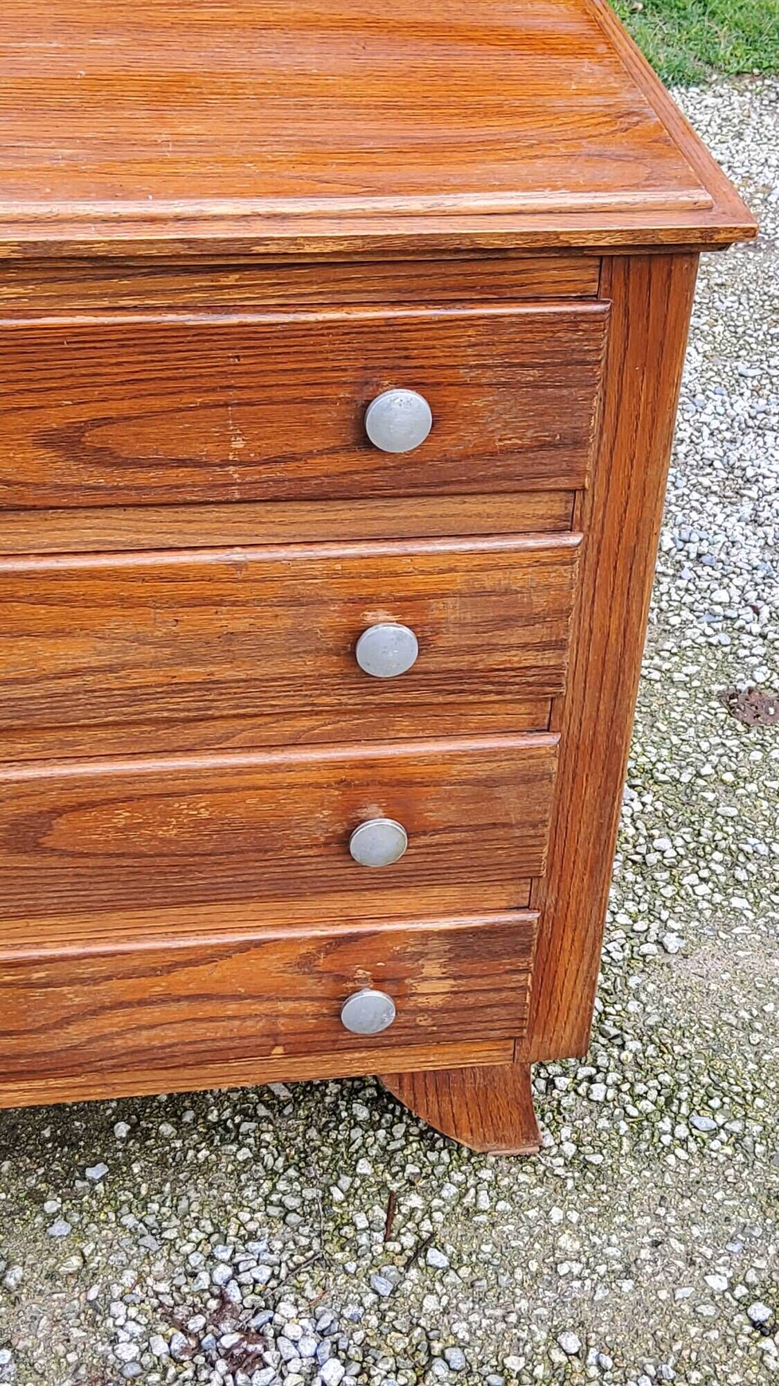 Vintage oak chest of drawers from the 50s compass feet 4 drawers