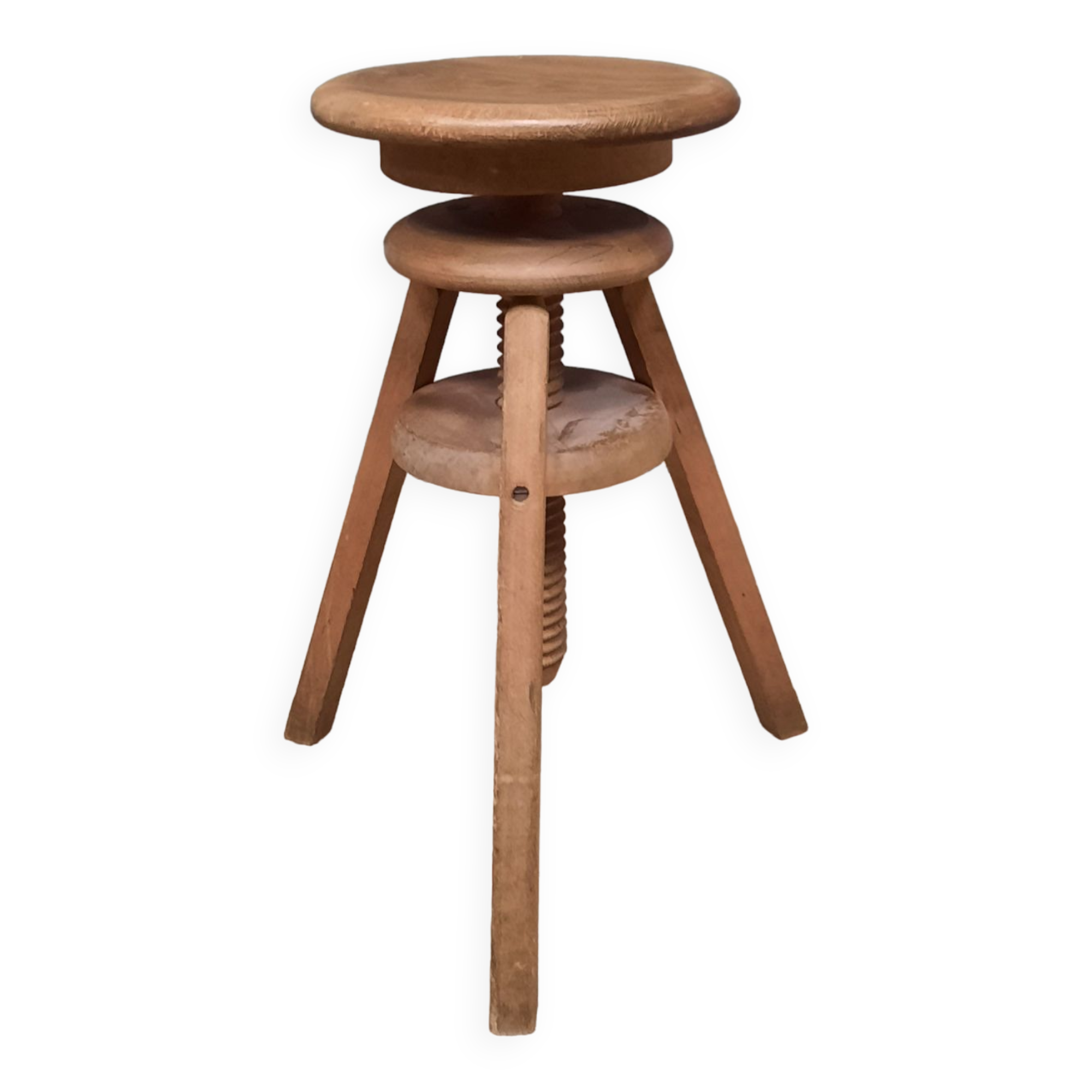 Wooden stool with screws