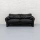 Black leather Cassina Maralunga sofa, 1970s