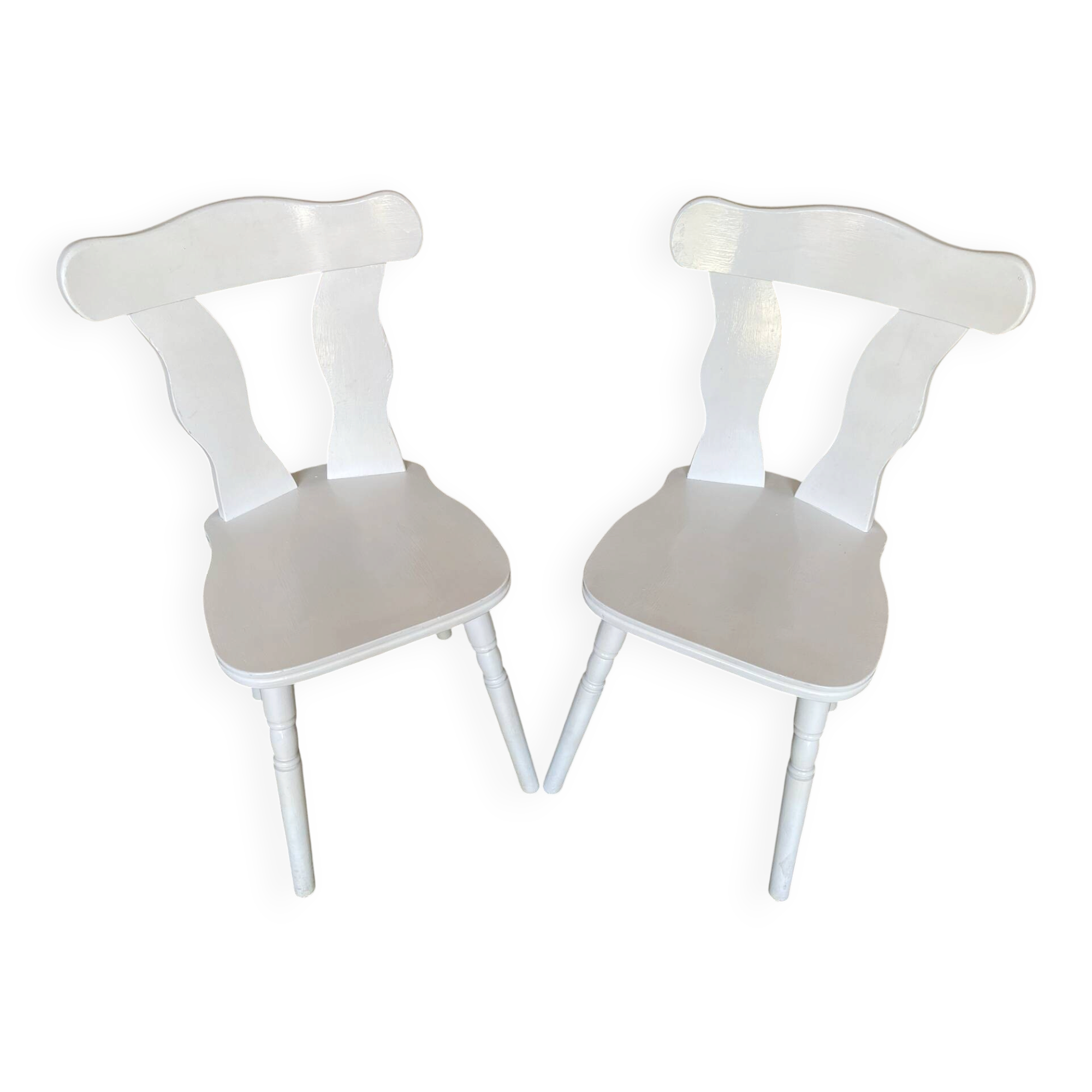 Pair of vintage white wooden bistro chairs