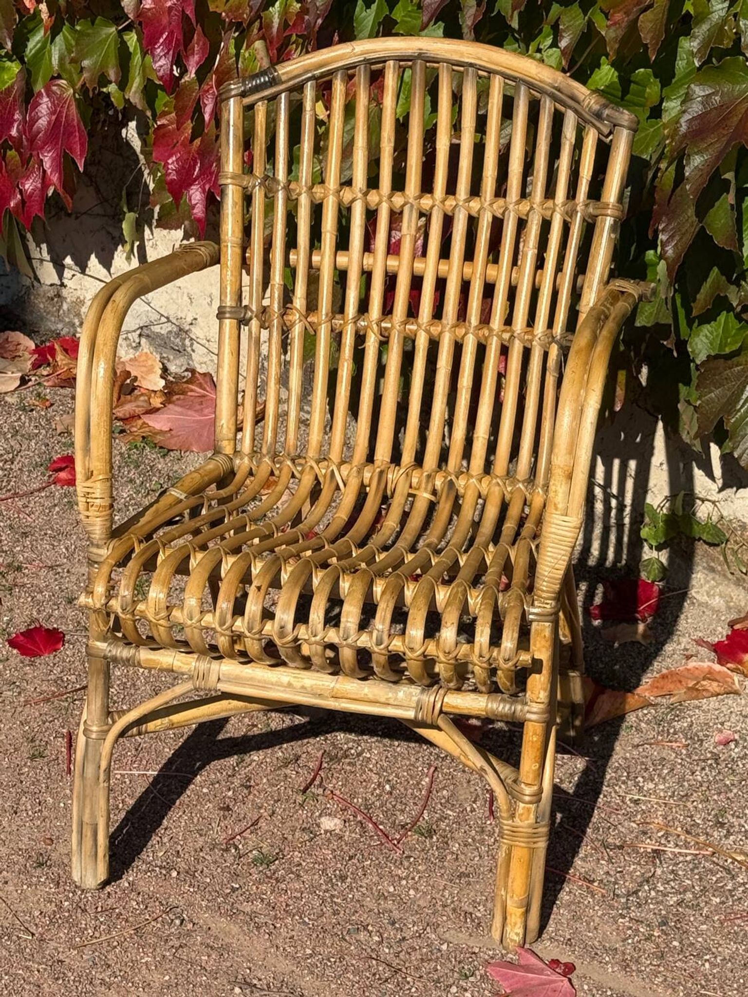 Set of 3 rattan armchairs from the 1970s France