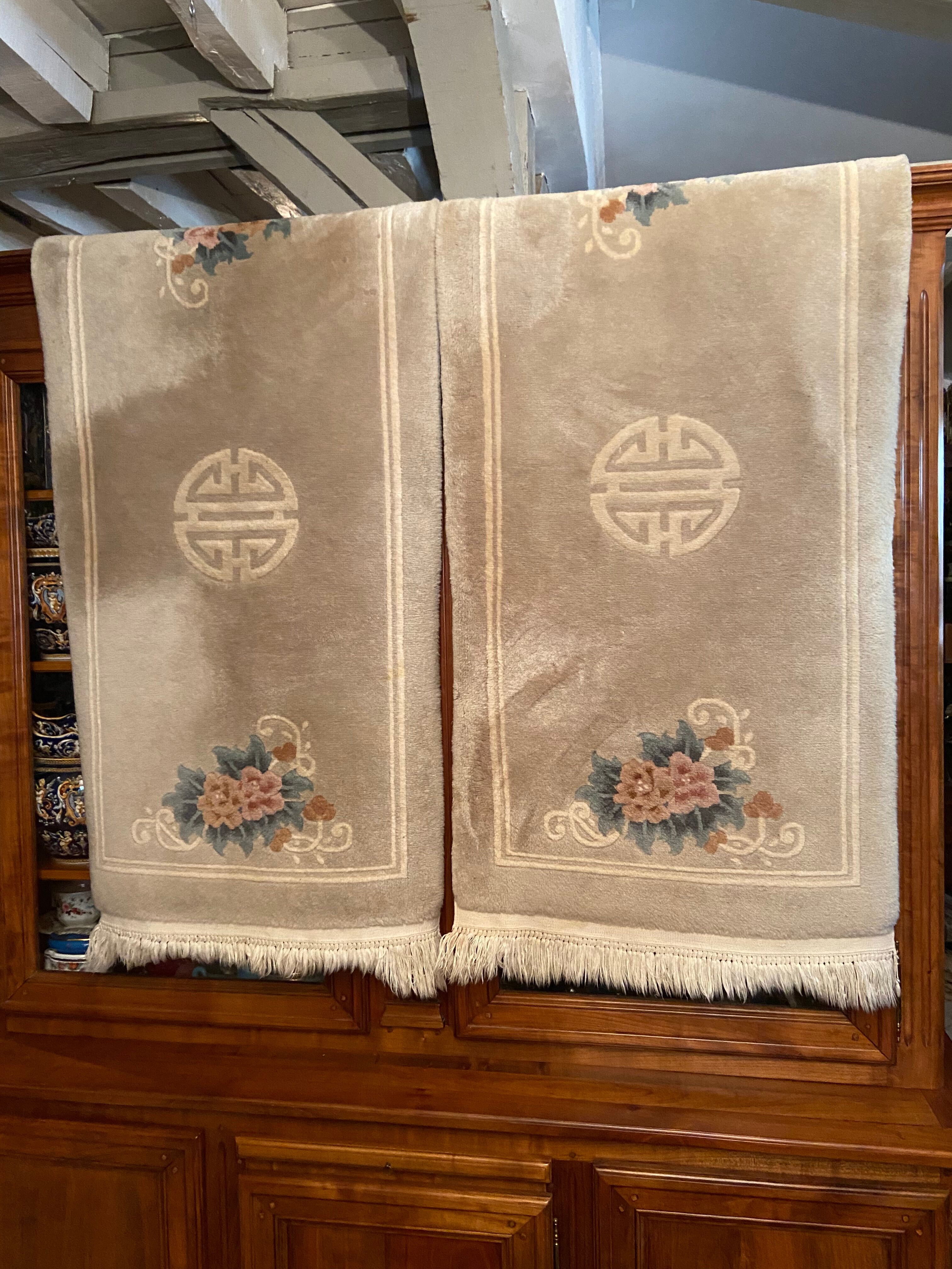 Paire de tapis chinois Canton Chine 159x70cm
