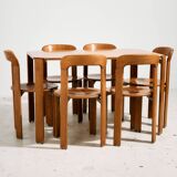 Beech dining set by Bruno Rey for Kusch & Co., Set of 7
