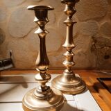 Pair of brass candle holders