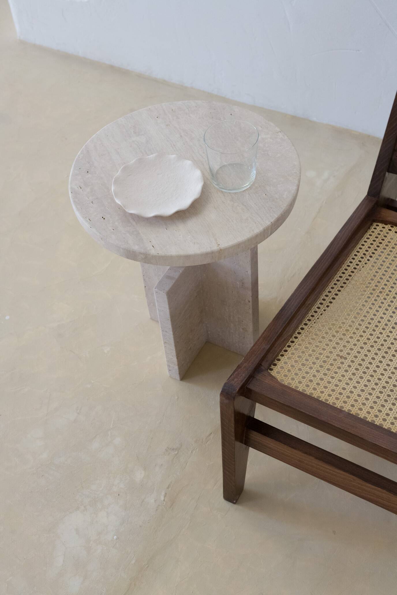 La Greca Side Table - Natural Travertine