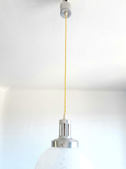 Glass globe pendant lamp by Clichy blue art deco