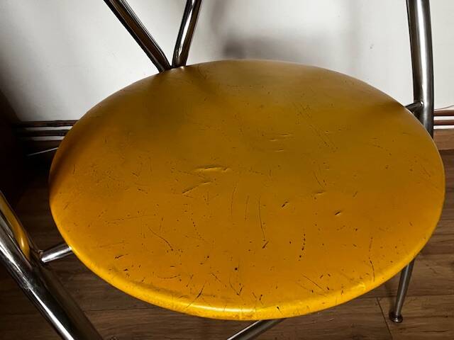 Yamakado chair, chrome and yellow skai