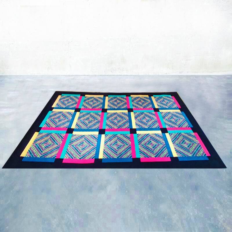1990s Ottavio Missoni "Square" Geometric Wool Rug Exceptional Italian Postm