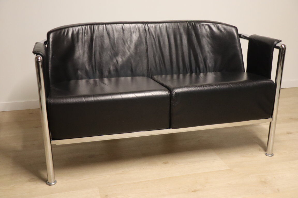 Vintage sofa in synthetic leather and chrome metal, 1970s