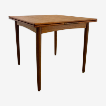 Danish midcentury square teak dining table, extendable, 1969s