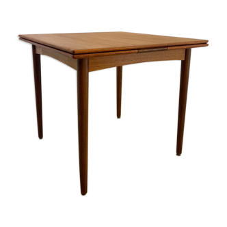 Danish midcentury square teak dining table, extendable, 1969s