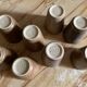 8 vintage stoneware glasses