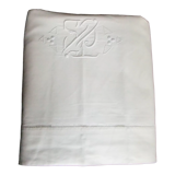 Old sheet linen embroidery monogram day curtain fabrics