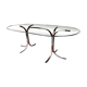 Vintage dining table chrome legs and smoked glass 1970