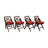 Series of 4 vintage folding chairs 1950