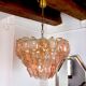 Chandelier "Leaves" murano mazzega, pink glass, italy, 1960