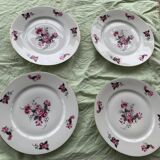 Set of 4 flat plates, in art deco porcelain