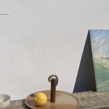 Stoneware and wood cheese board