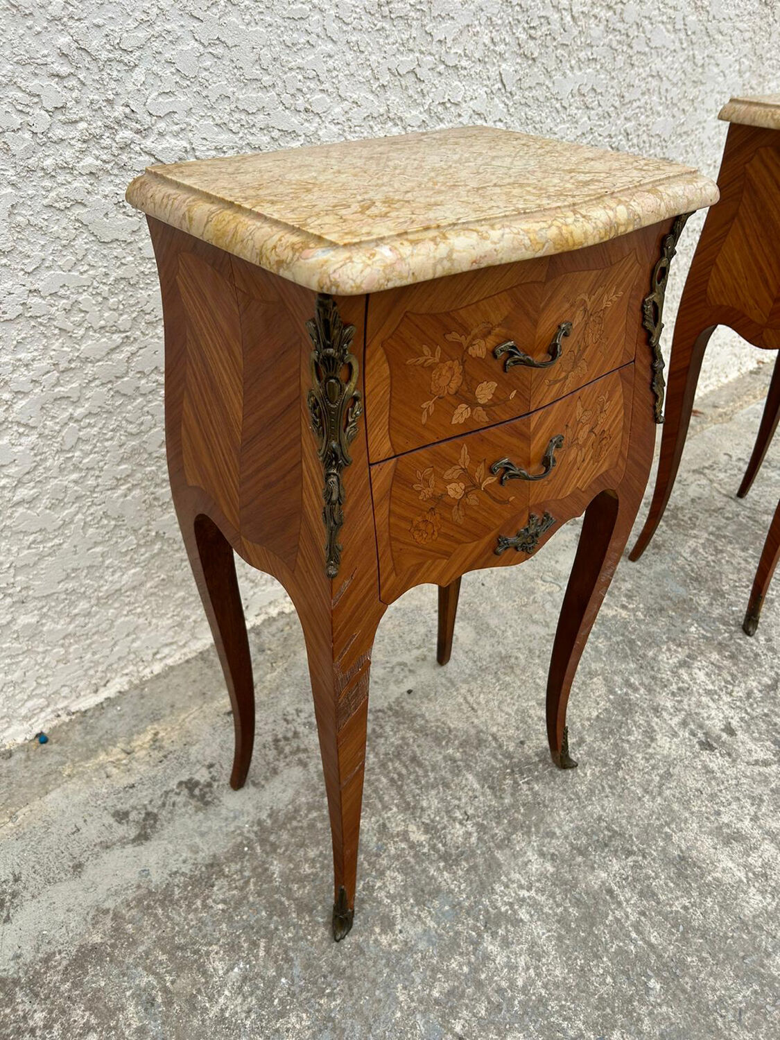 Pair of Louis XV style bedside tables in rosewood