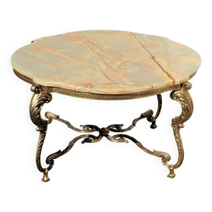 Table basse en onyx marbré - bronze