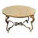 French Vintage Onyx Marble Bronze Coffee Table Style Louis XV 60s