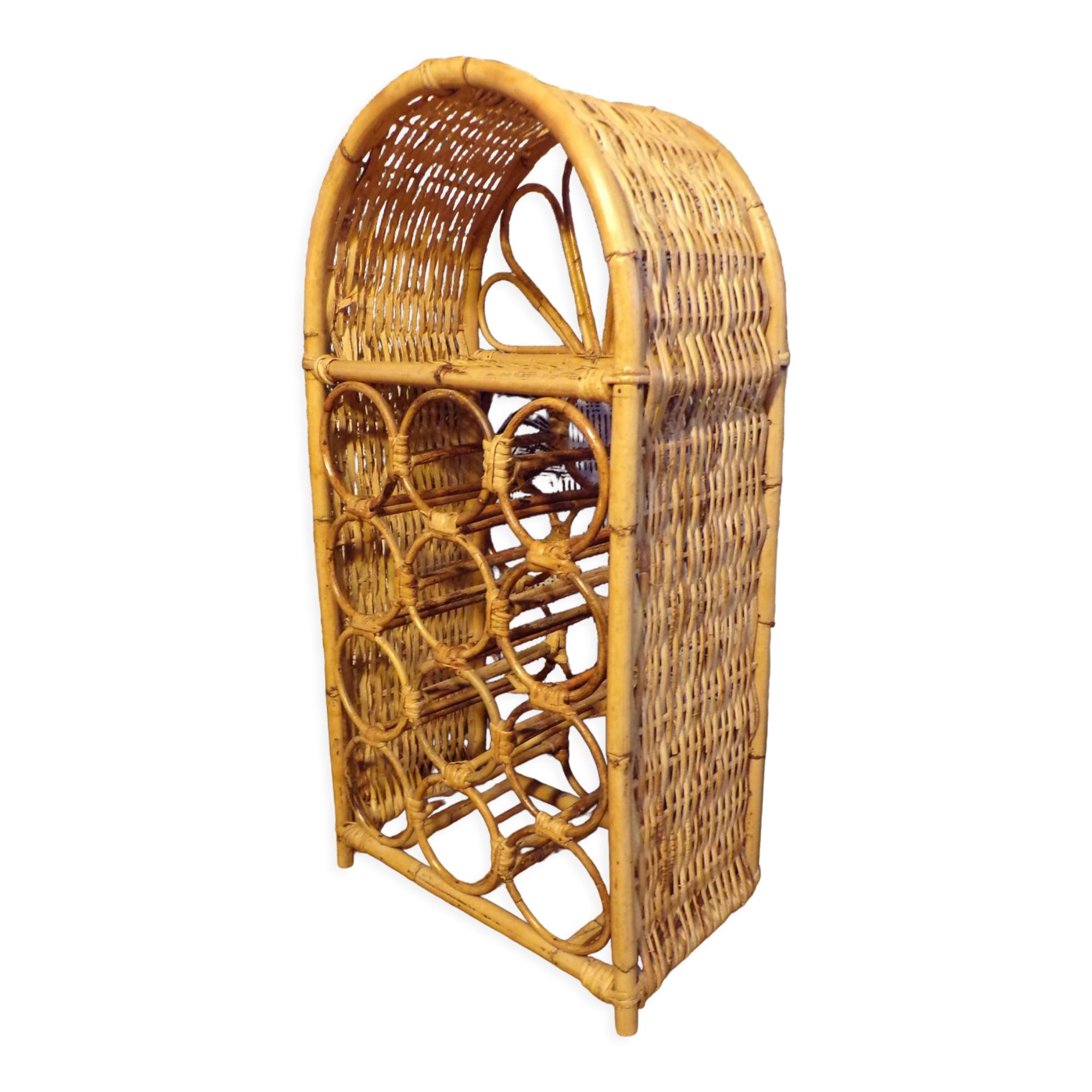 Rattan bottle shelf