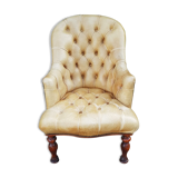 Chesterfield armchair in upholstered leather