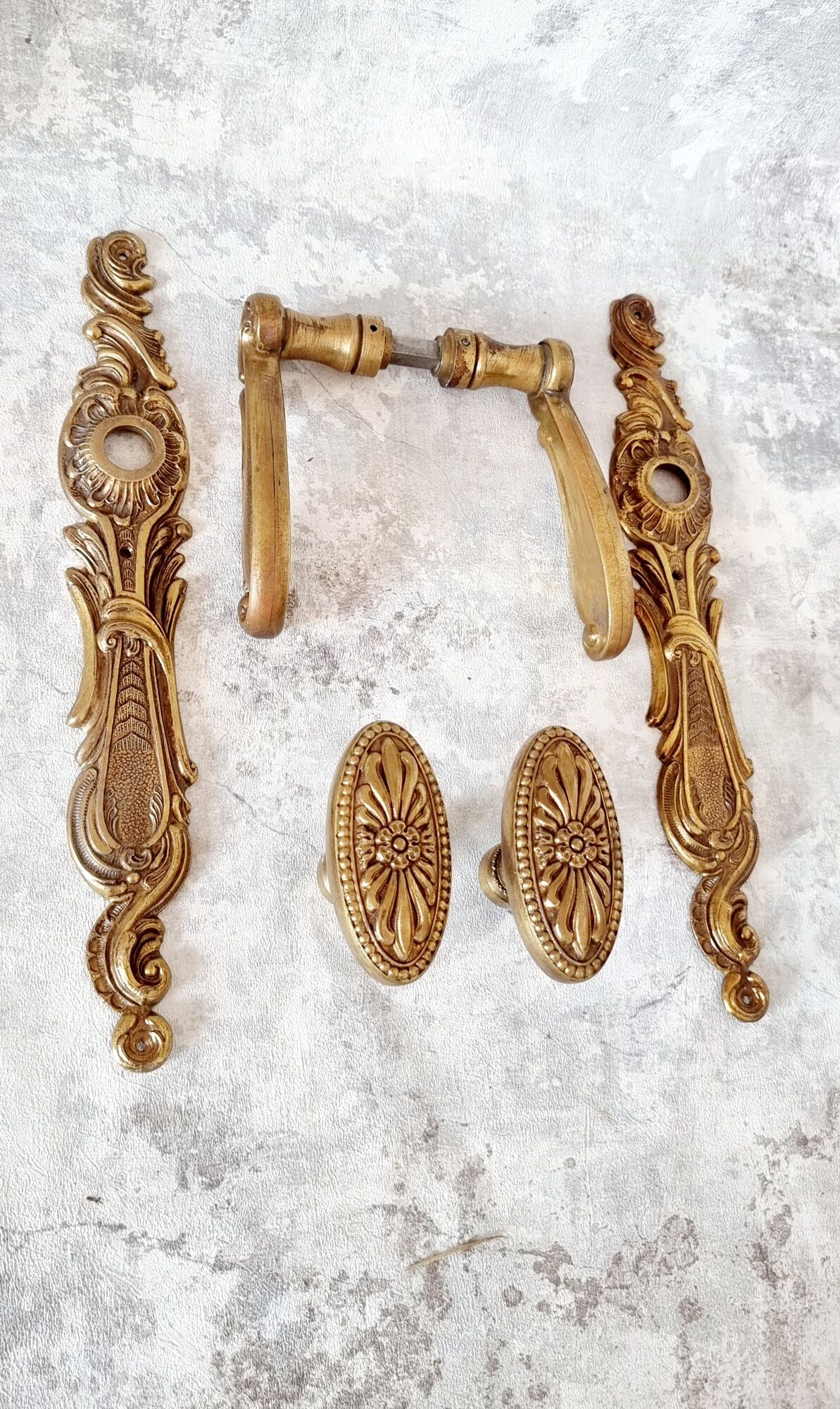 Door handle hardware and 2 French bronze furniture handles