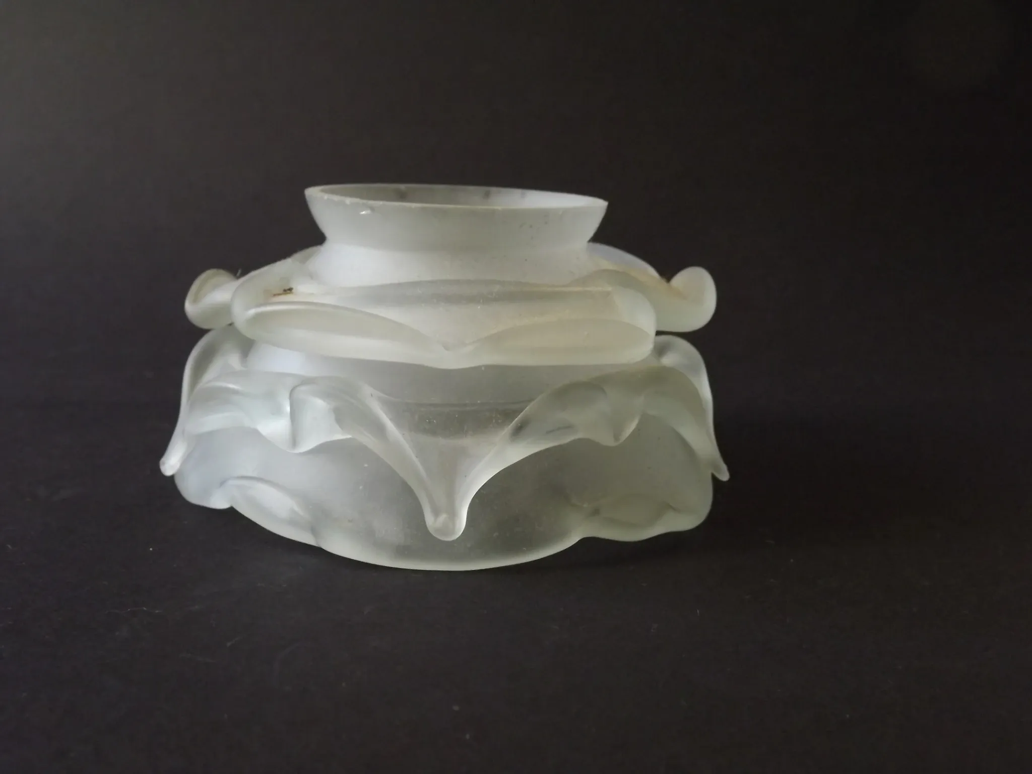 Vintage French Art Deco Frosted Satin Glass Rose Petal Flower Lamp Shade