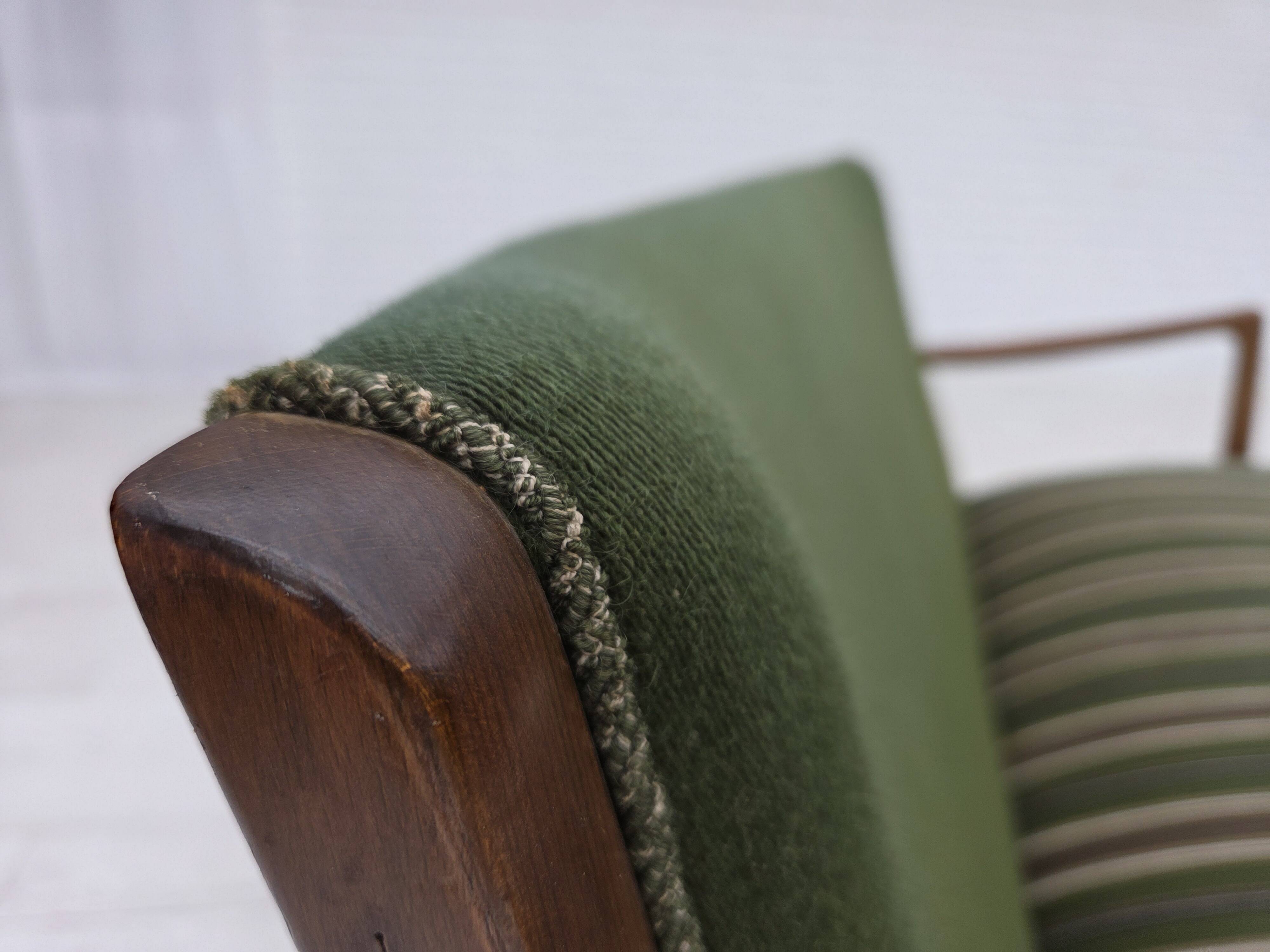 1960s, Danish 2-seater sofa, furniture wool, beech wood, original.