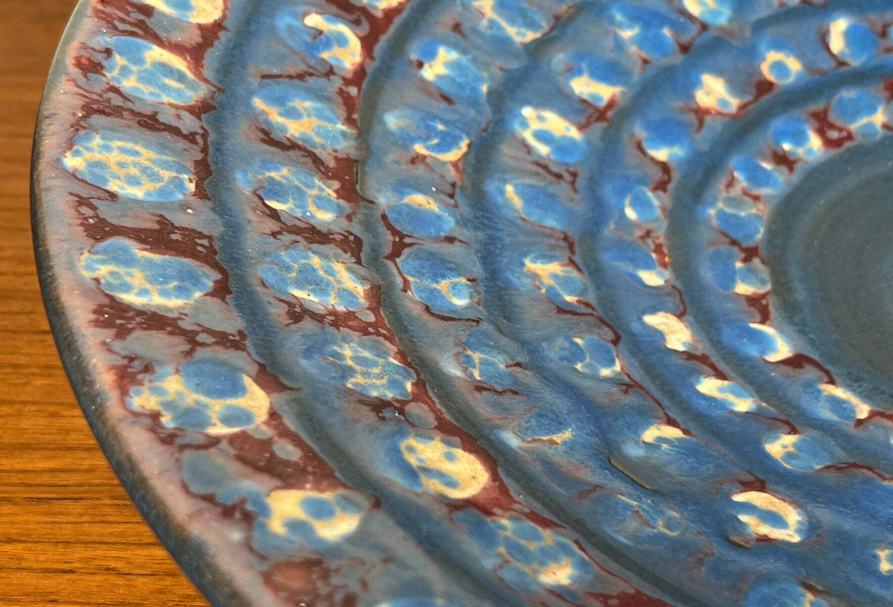 Large Mid-Century Modern German Studio Pottery Decorative Wall Plate by Eva Fritz-Lindner for Karlsruher Majolika, 1960s