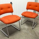 Pair of chairs Steelcase Strafor orange 70s