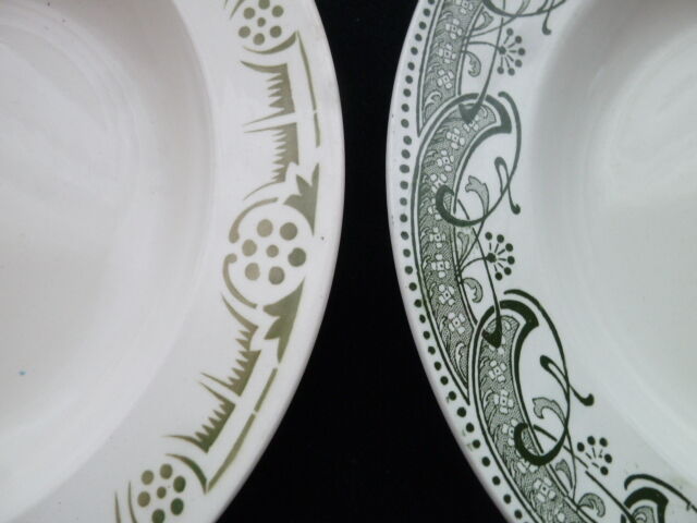 Set of 4 mismatched hollow plates Badonviller and Terre de Fer