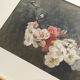 Old watercolour and gilded frame with cherry blossoms.