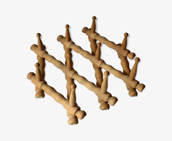 Porte-manteaux en bois extensible avec 10 crochets, millésime des années 1970