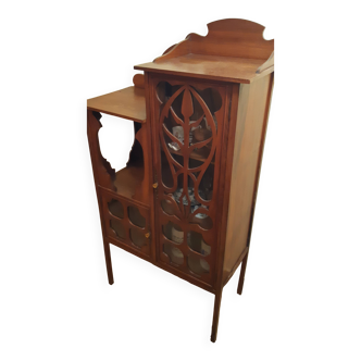 Small Art Nouveau display cabinet 1900 – Walnut and amber glass