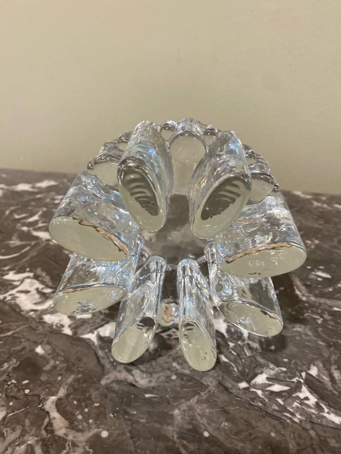 Designer candle holder in thick glass