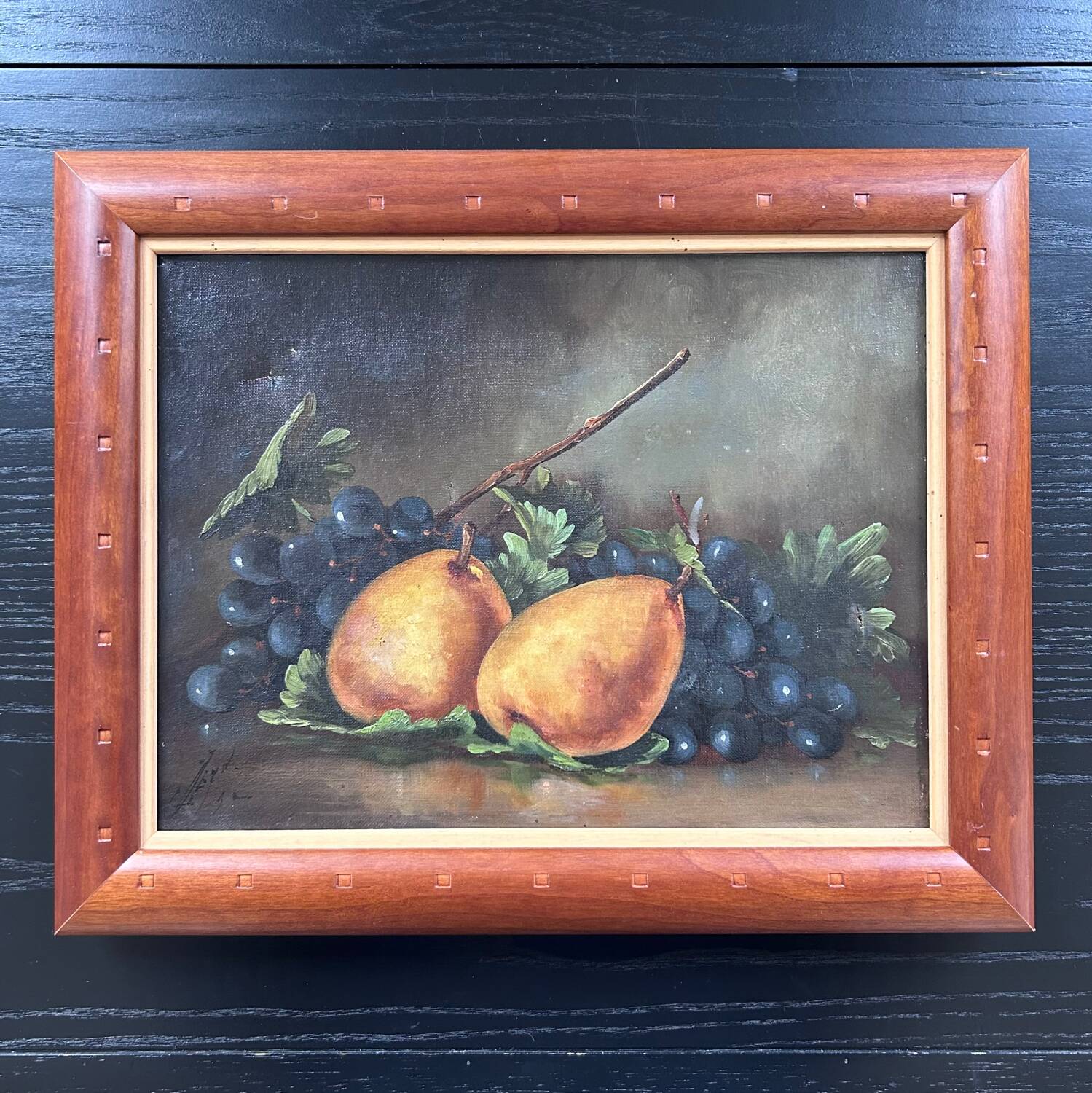 Old painting pears and grapes
