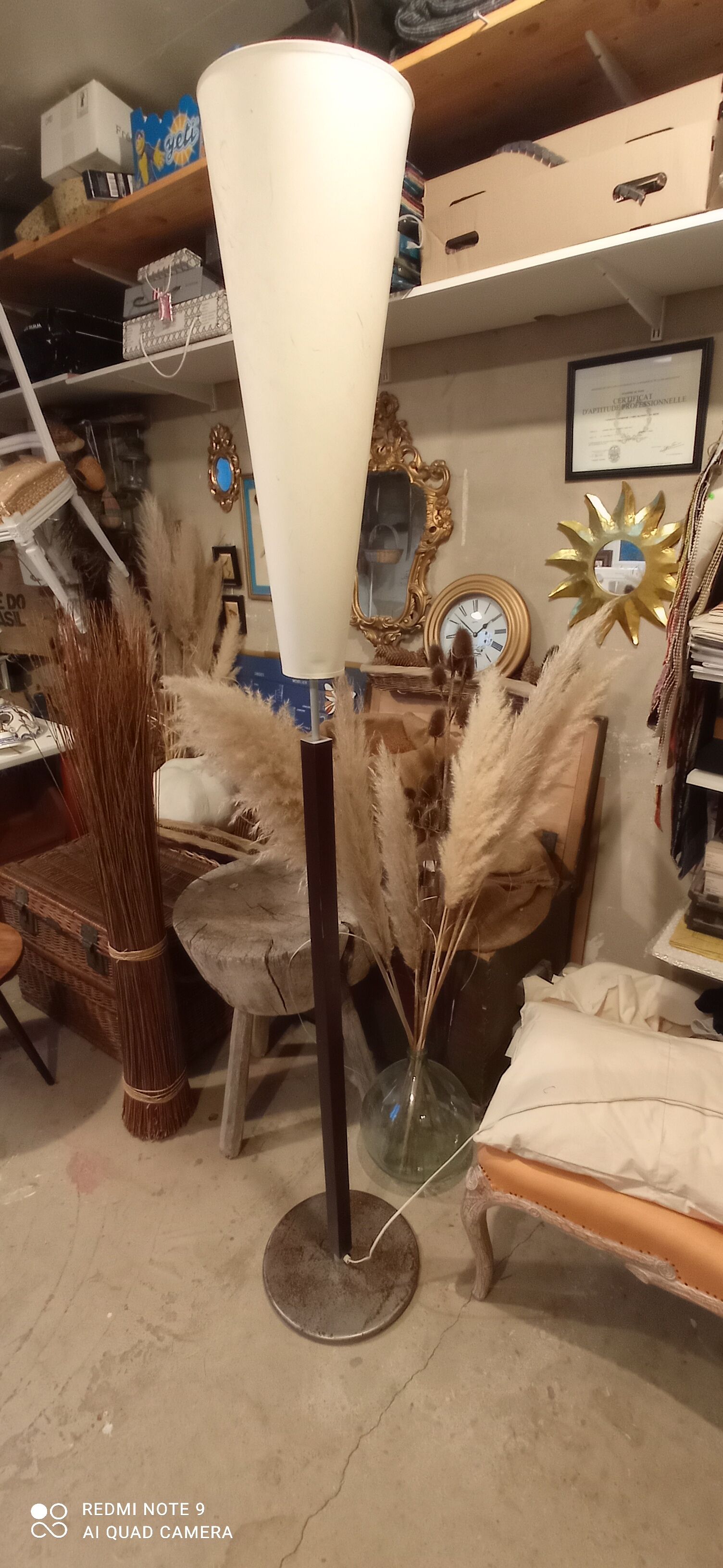 Wood and metal floor lamp