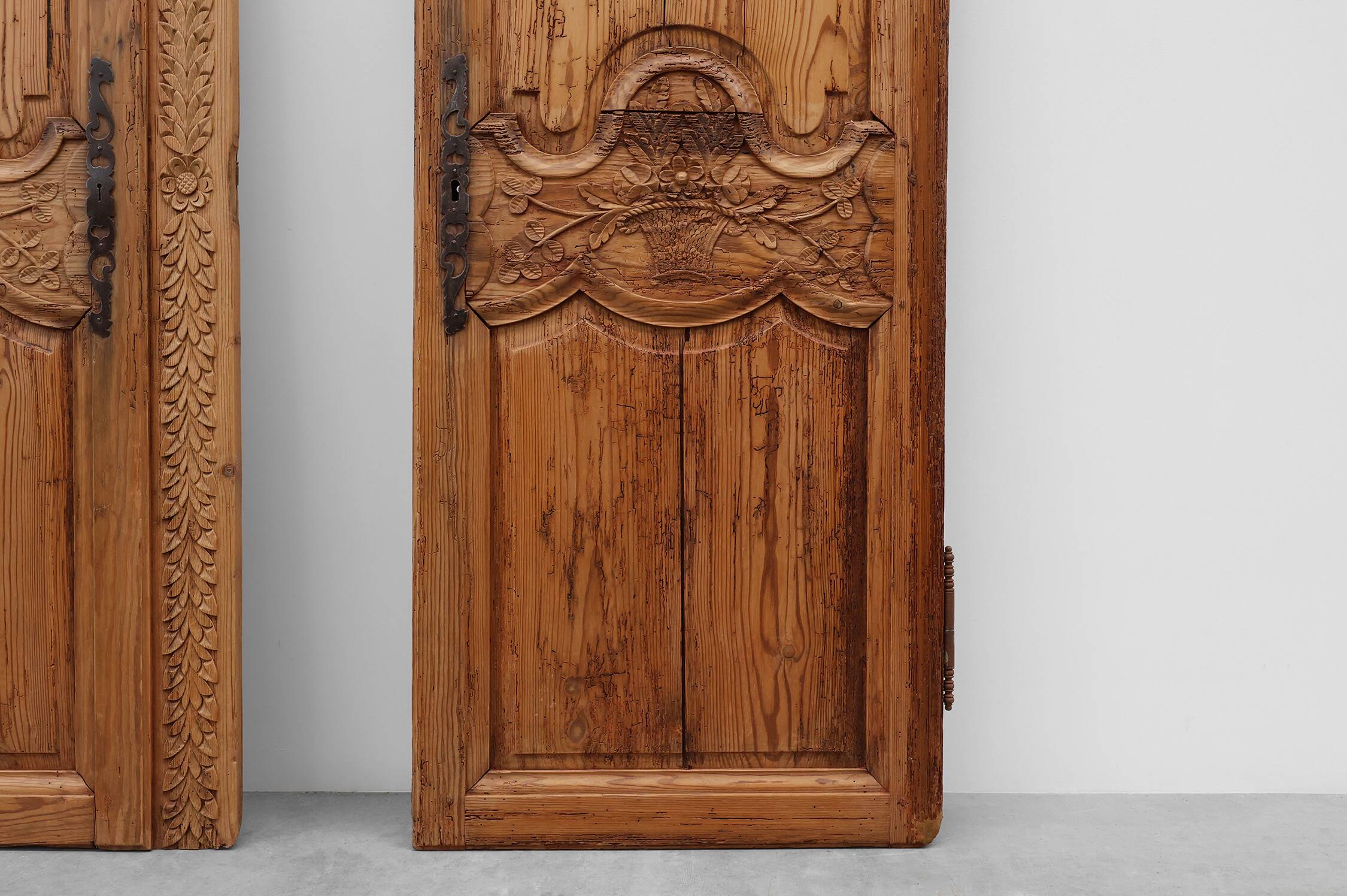 Pair of two Antique French Provincial hand carved doors, ca. 1880