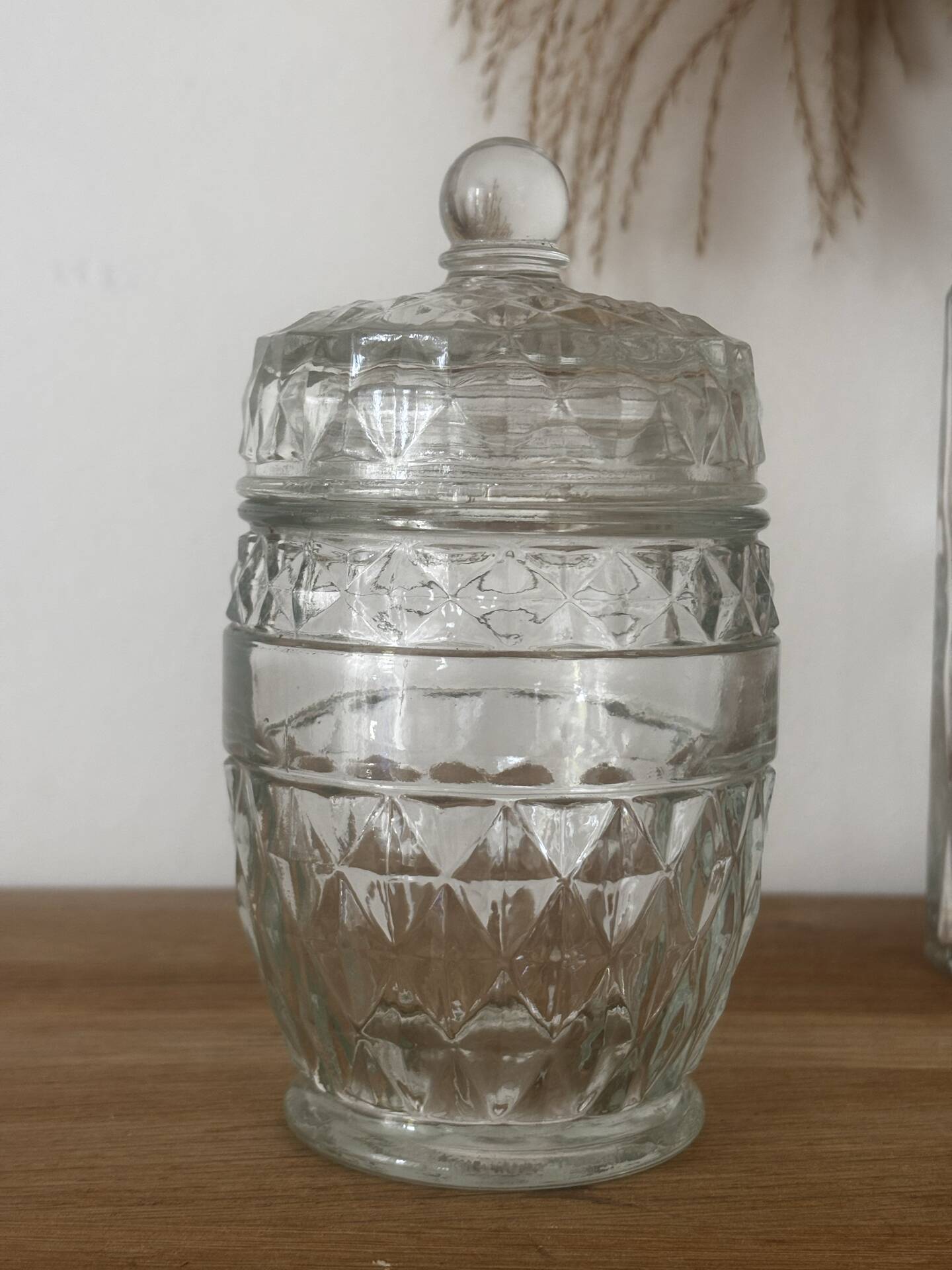 Vintage pretty candy box or cut glass sugar bowl